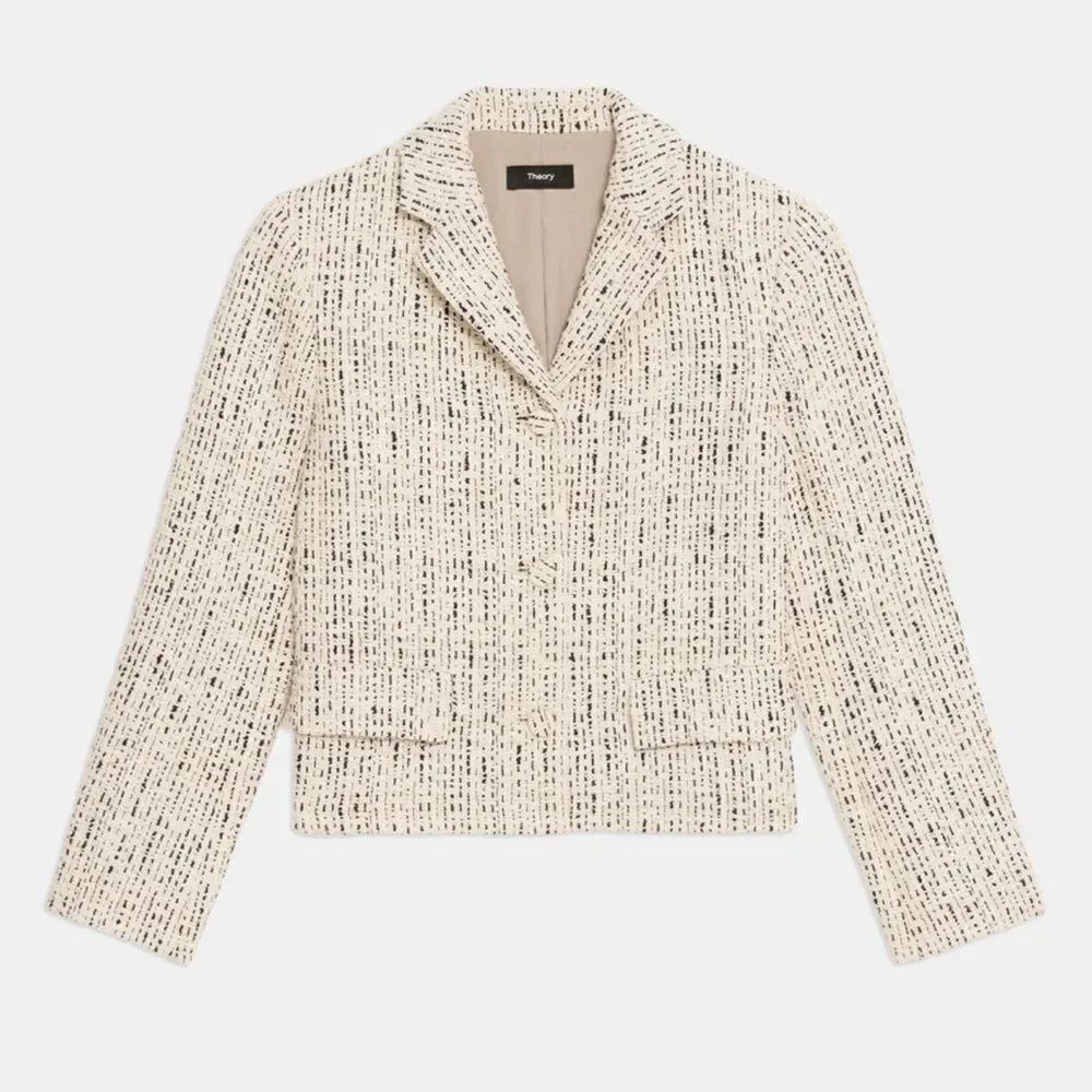 Theory Cropped Jacket in Cotton-Blend Tweed Jacket-FF9